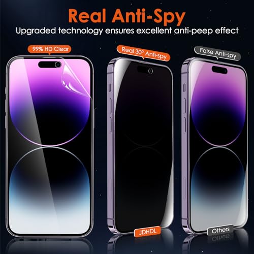 [2+2 for iPhone 15 Pro Privacy Screen Protector (NOT Glass) with Tempered Glass Camera Lens Protector, Anti-Spy Non-breakable Soft Flexible TPU Hydrogel Film Screen Protector for iPhone 15 Pro - size: iPhone 15 Pro(6.1")