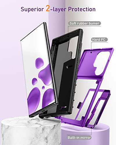 WeLoveCase for Samsung Galaxy S22 Ultra Wallet Case with Credit Card Holder & Hidden Mirror, All-Round Protection Shockproof Phone Cover Designed for Samsung Galaxy S22 Ultra, 6.8 Inch Purple - color: Purple