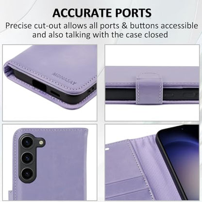 MONASAY Wallet Case for Samsung S23 with 3 Card Holders - Lavenders - color: Lavenders, size: Galaxy S23
