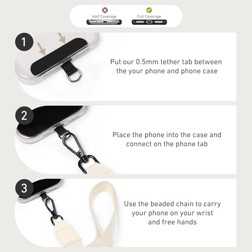 Nekmit Clip and Go Strap for Phone with Wallet Crossbody, Adjustable Phone Lanyard with Detachable Zippered Pouch & Wristlet - color: Beige