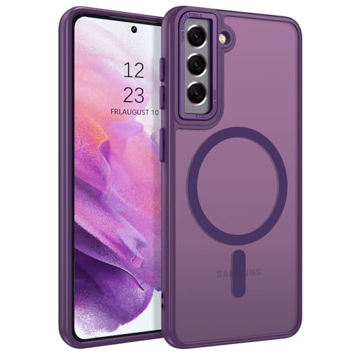 GUAGUA for Samsung Galaxy S21 5G Case Magnetic Cases Translucent Matte Back Slim Shockproof Protective Phone Case for Samsung S21 6.2 Inch for Men Women, Dark Purple - color: Dark Purple