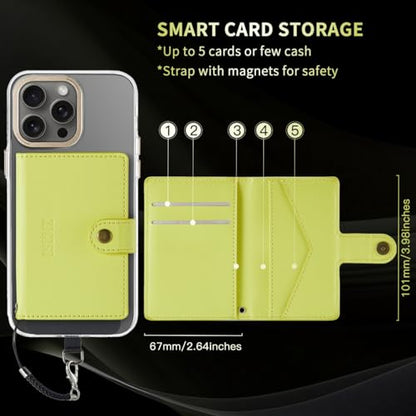 for Apple Magsafe Wallet,PU Leather Magnetic Wallet for iPhone 16/15/14/13/12 pro Max/Mini/plus,5 Card Holders with RFID Blocking (Yellow) - color: Yellow