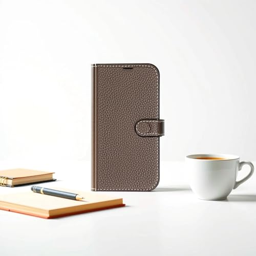Genuine Leather Wallet Case for iPhone 16 Pro 6.3", Gray Brown | 2-in-1 Magnetic Detachable, Shockproof, Flip Folio with Card Slot, RFID Blocking - color: Gray Brown, size: 16 Pro 6.3‘’