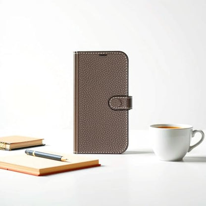 Genuine Leather Wallet Case for iPhone 16 Pro 6.3", Gray Brown | 2-in-1 Magnetic Detachable, Shockproof, Flip Folio with Card Slot, RFID Blocking - color: Gray Brown, size: 16 Pro 6.3‘’