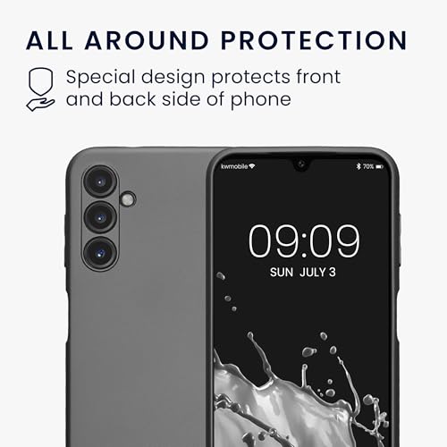kwmobile Case Compatible with Samsung Galaxy A14 5G Case -Soft TPU Back Phone Cover - with Metallic Look - Metallic Grey - color: Metallic Grey, size: Galaxy A14 5G