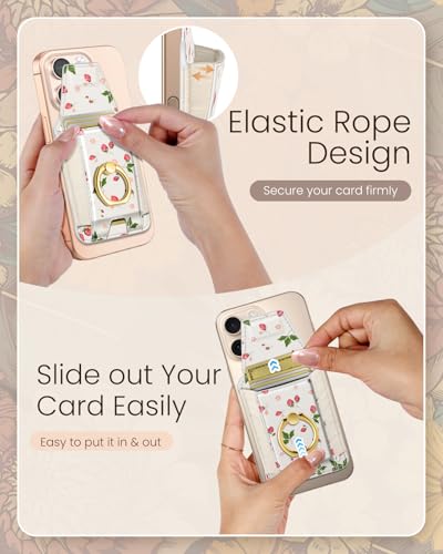 Shorogyt Compatible with Magsafe Wallet with Grip, Watercolor Strawberry - color: Watercolor Strawberry