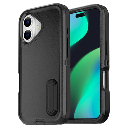 AICase for iPhone 16 Plus Case with Built-in Stand,Tripe Layer Heavy Duty Drop Protection Full Body Rugged Shockproof Military Protective Tough Durable Phone Cover for iPhone 16Plus 6.7"_7 - color: Black with Built-in Stand
