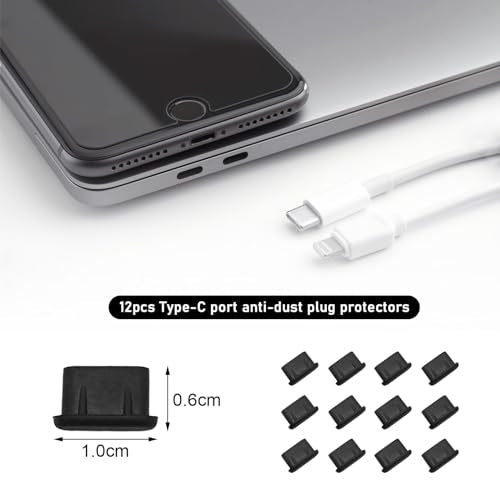 Quacc USB C Dust Plugs, Type-C Charging Port Cover Cap Protector, Black