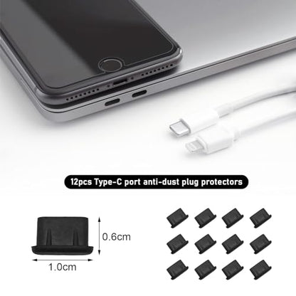 Quacc USB C Dust Plugs, Type-C Charging Port Cover Cap Protector, Black