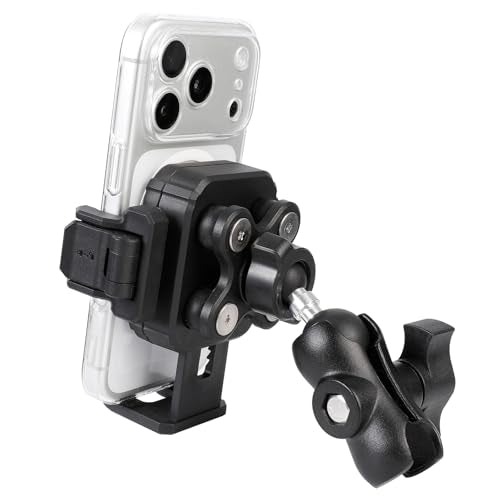 1" Ball Phone Mount Holder with Vibration Dampener ＆ 2.36" Short Double Socket Arm, Compatible with RAM B Size Mounts, Fits 5-7.2'' Phones, for Motorcycle Bike Boat ATV UTV Car Truck - style: 1" Ball Phone Holder with 2.36" Arm