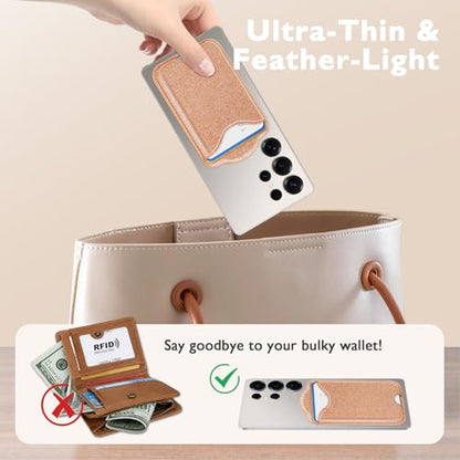 Fjcdslwx Compatible with Magsafe Wallet Magnetic Card Holder -Glitter Gold Phone Wallet for Galaxy S25 Series,iPhone 17/16/15/14/13 Series for Women Teen Girls for Apple Mag RFID Magnet,Fit 3 Cards - color: Gold