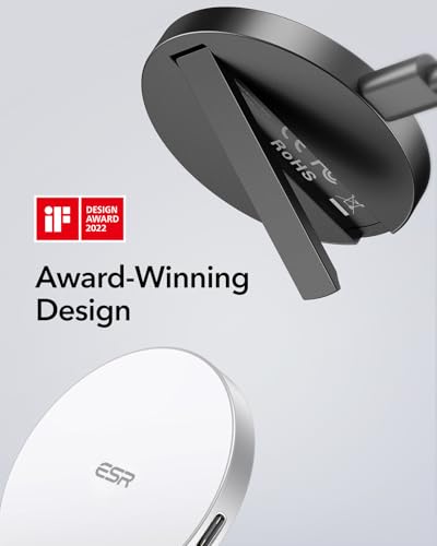 ESR for Magsafe Charger, Wireless Charger Kickstand, Charging Pad for iPhone 16/15/14/13/12 Series and AirPods 4/3/Pro/Pro 2, Galaxy S25 Strong Magnetic with 5 ft Removable Cable, Black - color: Black