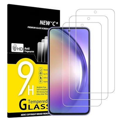 NEW'C 3 Pack Designed for Samsung Galaxy A54 5G, Screen Protector Tempered Glass, 9H Hardness, HD Screen Protector, 0.33 mm Ultra Clear, Ultra Resistant - size: A54 5G 6.4 inches