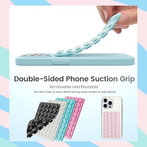 Rookii 2Pcs Suction Phone Holders Double-Sided,Hands-Free Silicone Suction Pad Sticky Phone Grip,Non Slip Case Sticky Pad Grip for Stand,Shower Mirror and Car Selfie (Light Pink) - color: light pink
