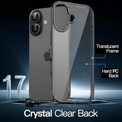 JETech Case for iPhone 17 6.3-Inch, Non-Yellowing Shockproof Phone Bumper Cover, Anti-Scratch Clear Back (Black) - color: Black, size: iPhone 17