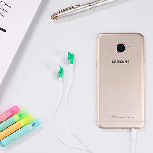 CN-Outlet Wholesale Earbuds Bulk Headphones Individually Bagged 50 Pack for iPhone, Android, MP3 Player for Schools, Libraries, Hospitals (Green) - color: Green