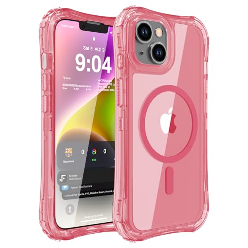 WRJ Magnetic Clear for iPhone 13 Case,iPhone 14 Case,[Compatible with MagSafe][Military Grade Drop Protection] Transparent Full Body Shockproof Protective Phone Case-Peach Pink - color: Peach Pink, style: Transparent