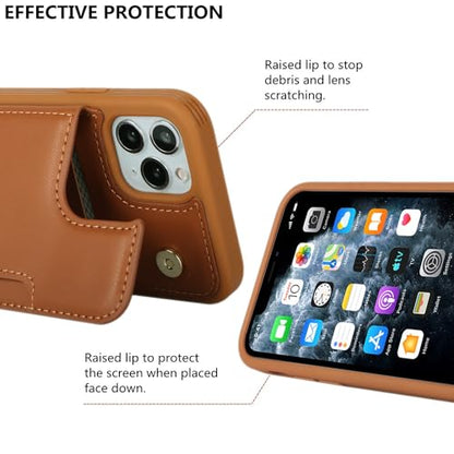 iCoverCase Compatible with iPhone 11 Pro Phone Case with Card Holder, Wallet Case for Women Men RFID Blocking PU Leather Protective Case 5.8 Inch (Light Brown) - color: Light Brown