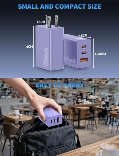 85W Dynamic Power GaN USB-C Fast Charger, 2C1A 3-Port, Max 65W, 2 Pack - color: Purple, size: 2Pack