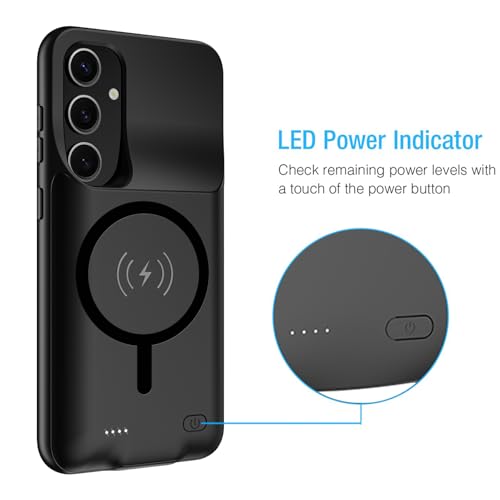 Battery Case for Galaxy S23 FE, Upgraded 12000mAh Portable Protective Wireless Charging Case Compatible with Galaxy S23 FE 5G (6.4 inch) Rechargeable Extended Battery Pack Charger Case (Black) - size: Galaxy S23 FE