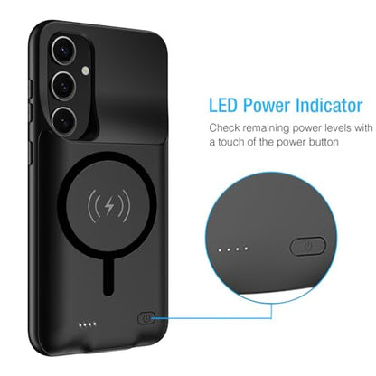 Battery Case for Galaxy S23 FE, Upgraded 12000mAh Portable Protective Wireless Charging Case Compatible with Galaxy S23 FE 5G (6.4 inch) Rechargeable Extended Battery Pack Charger Case (Black) - size: Galaxy S23 FE