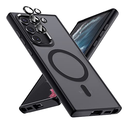 MAKAVO Translucent Matte for Samsung Galaxy S22 Ultra Case, Compatible with MagSafe, Slim Thin Magnetic Cover with Camera Lens Protector Shockproof Phone Shell (Black) - color: Z Translucent Black, size: for S22 Ultra