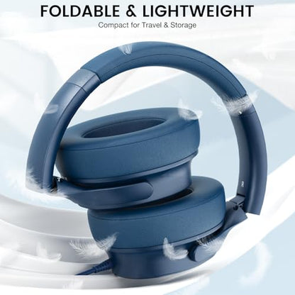 USB C Wired Over-Ear Headphones with Microphone - color: New Blue