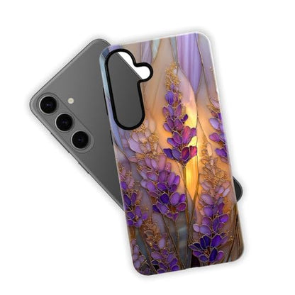 Compatible with Samsung Galaxy S26 Case,Glossy Case All-Round Protection Shockproof Anti-Scratches TPU Cover,Cases for Man Woman-Stained Glass Lavender in Bloom - color: Stained Glass Lavender in Bloom, size: Galaxy S26