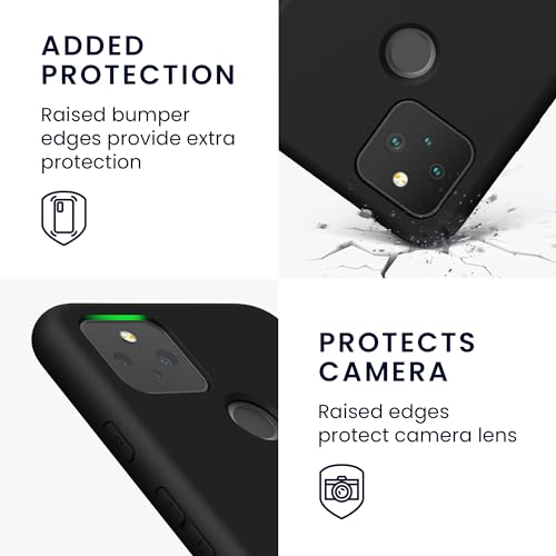 kwmobile Case Compatible with Google Pixel 5 Case - Slim Protective TPU Silicone Phone Cover - Black Matte