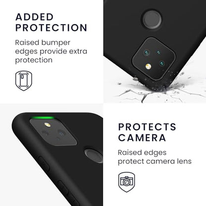 kwmobile Case Compatible with Google Pixel 5 Case - Slim Protective TPU Silicone Phone Cover - Black Matte