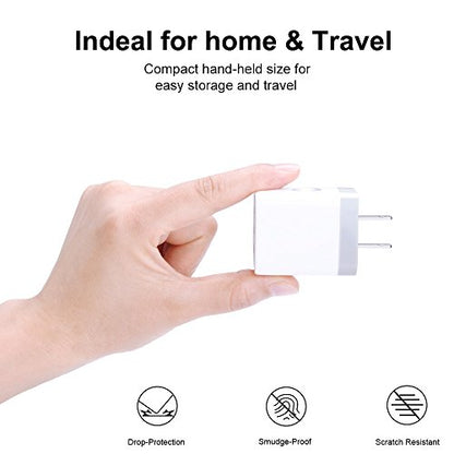 USB Wall Charger,Sicodo 3-Port Travel Smartphone Quick Charger 2 Pack 3.1Am - color: White
