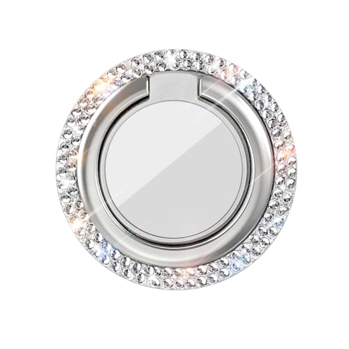 Bling Crystal Rhinestone Cell Phone Ring Holder Grip，360°Rotation Ultrathin Finger Cute Glitter Stand Kickstand Universal Compatible with iPhone Samsung Galaxy LG Google iPad （Silver）