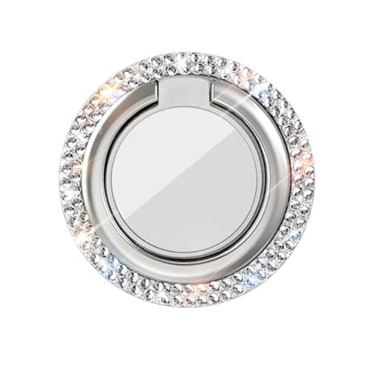 Bling Crystal Rhinestone Cell Phone Ring Holder Grip，360°Rotation Ultrathin Finger Cute Glitter Stand Kickstand Universal Compatible with iPhone Samsung Galaxy LG Google iPad （Silver）