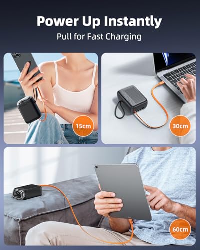 Innostyle 10000mAh Power Bank, 30W Portable Charger with Built‑in USB‑C - color: Black