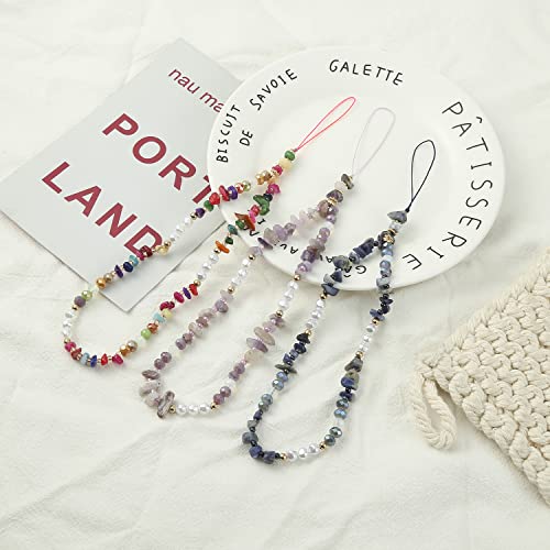 6PCS Beaded Phone Charms Strap Fruit Star Faux Pearl Rainbow Beads Phone Chains Beaded Lanyard for Camera Key Wallet Valentines Day Gifts for Her Women - style: Style3-4