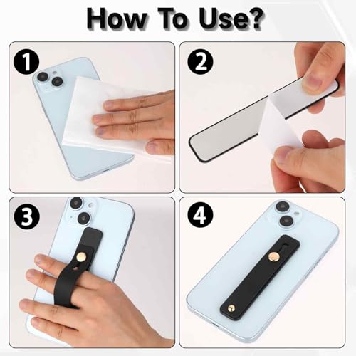 2 Pcs Phone Hand Holder Portable Phone Case Strap, Phones Finger Holder Phone-Loops for Back of Phones Suitable Most Models(Black)