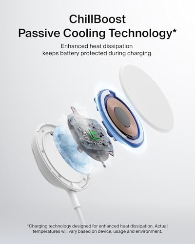 Belkin Qi2 25W Magnetic Wireless Charging Pad, Fast Charging, No Adapter - color: White, style: No Power Supply Included