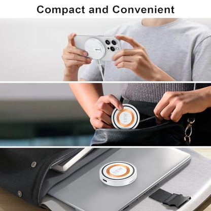 Magnetic Charger for Samsung Wireless Charger Fast Charging Pad Magsafe Wireless Charger Phone Charger Stand for Samsung S25 Ultra S25 Plus S25 S24 S23 S22 S21 S20,iPhone 17Pro Max 16 Plus 15 14 13 12 - color: White