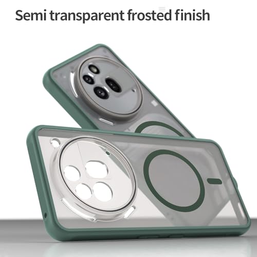 Asuwish Phone Case for Nothing Phone (3a) Pro, Compatible with Magsafe Magnetic, Translucent Matte Anti-Fingerprint Back, Military Grade DropProof Shockproof Protective Cell Cover 3 a Women Men Green - color: Green