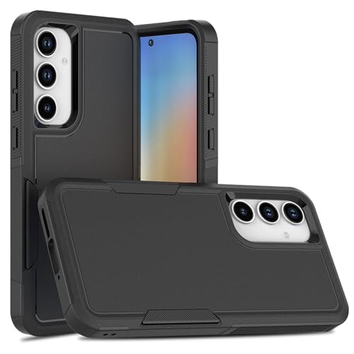 for Samsung Galaxy A35 5G Case: Dual Layer Protective Heavy Duty Cell Phone Cover Shockproof Rugged with Screen Protector - Military Protection Bumper Tough - Samsung Galaxy A35 5G 2024, Black - color: Black (PC) + Black (TPU)