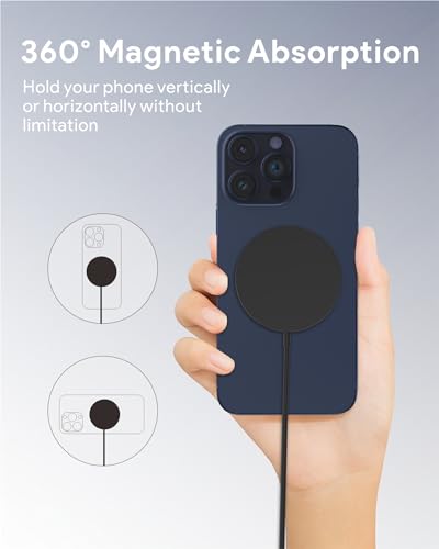 Magnetic Wireless Charger for iPhone, Fast Charging pad for MagSafe Compatible with iPhone 17/16/15 Pro/Pro Max/Plus/14/13 & AirPods 3/2/Pro - color: Black-05