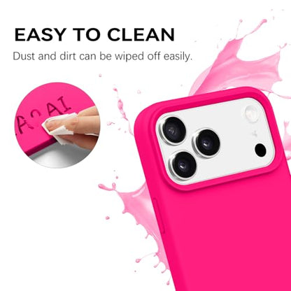 GUAGUA Compatible with iPhone 17 Pro Max Case 6.9 Inch Liquid Silicone Soft Gel Rubber Slim Thin Microfiber Lining Cushion Texture Cover Shockproof Protective Phone Case for iPhone 17 Pro Max,Hot Pink - color: Hot Pink, size: iPhone 17 Pro Max