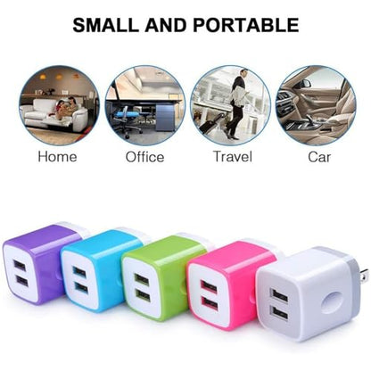 USB Wall Charger Adapter, FiveBox 5Pack 2.1Amp Fast Dual Port Wall USB Plug