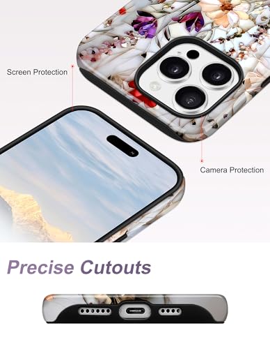 Jusy Magnetic Stained Glass Floral Case for iPhone 16e/17e, Bouquet | Compatible with MagSafe, Cute Aesthetic Flower Design, TPU and PC Protective Phone Cover - color: Bouquet