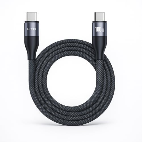 LITO 100W USB C to USB C Cable 3.3FT, E-Marker Fast Charging Cord