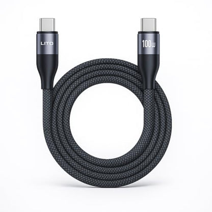 LITO 100W USB C to USB C Cable 3.3FT, E-Marker Fast Charging Cord
