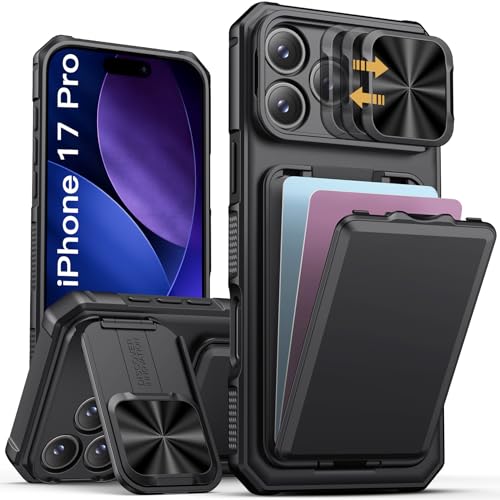SSLOTSCASE for iPhone 17 Pro Case with Card Holder & Kickstand, Black - color: Black, size: Iphone 17 Pro