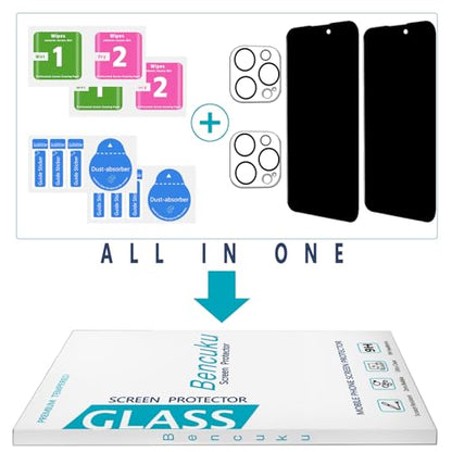 2+2 Pack Privacy Screen Protector for iPhone 14 Pro Tempered Glass - size: (Privacy)iPhone 14 Pro 6.1 Inch