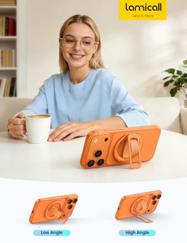 Lamicall Cosmic Orange Silicone Finger Loop Magnetic Phone Grip for MagSafe - color: Cosmic Orange - Zinc Alloy - Silicone Grip