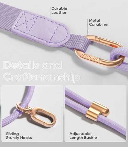 Phone Lanyard Crossbody with Phone Tabs, Adjustable Cellphone Lanyard with Skin-Friendly Neckband and Metal Carabiner - color: Light Purple